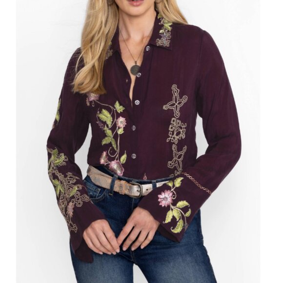 NWT Johnny Was The Ava Vintage Button Down Shirt, Plum, Size M - Picture 2 of 8